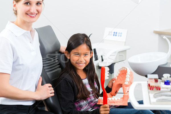 Dentista escova de dentes pequeno paciente cirurgia criança Foto stock © Kzenon