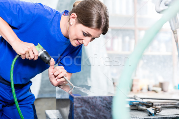 [[stock_photo]]: Usine · travail · pierre · pierre · tombale · air · ciseler