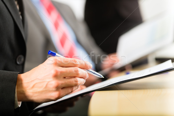 Business - businesspeople, meeting and presentation in office Stock photo © Kzenon