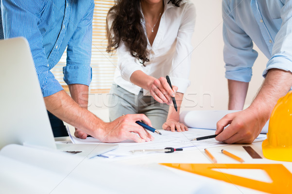 Civil engineers and architects talking about ground plot Stock photo © Kzenon