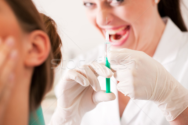 patient at dentist receiving anesthetization Stock photo © Kzenon