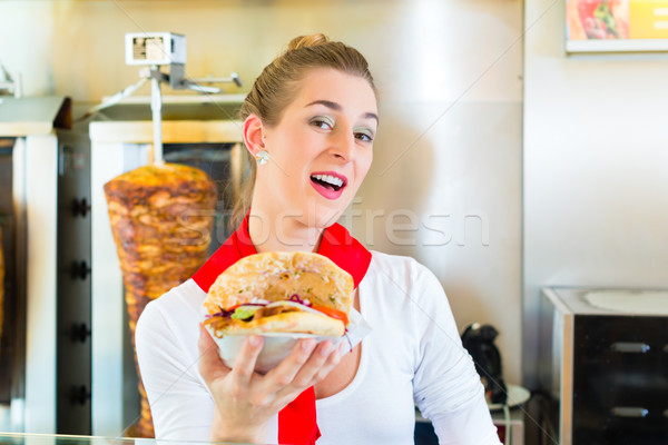 Kebab - hot Doner with fresh ingredients Stock photo © Kzenon