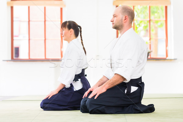 Professor estudante aikido artes marciais escolas homem Foto stock © Kzenon