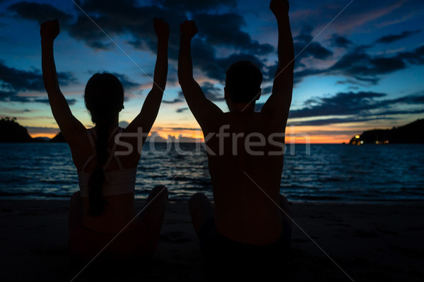 Young couple feeling happy and free during summer vacation in Fl Stock photo © Kzenon