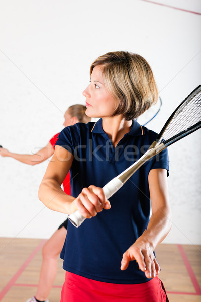 Squash racket sport in gym, women competition Stock photo © Kzenon