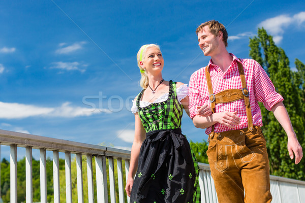 Stock photo: Couple visiting Bavarian fair having fun