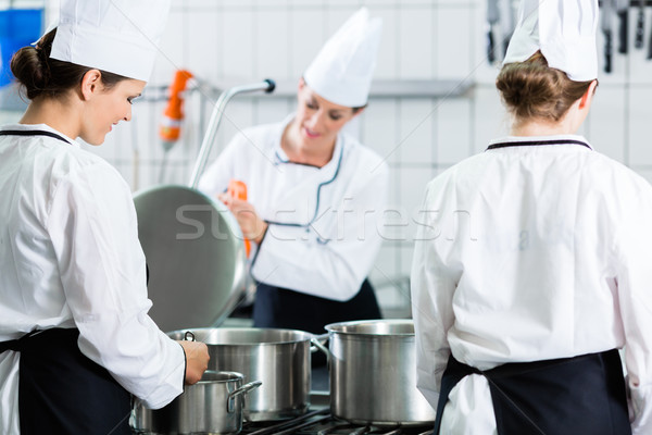 Canteen kitchen with chefs during service Stock photo © Kzenon