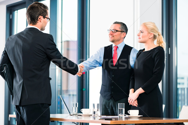 Foto stock: Negócio · entrevista · de · emprego · moço · patrão · senior · feminino