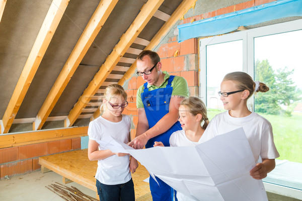 Familiy viewing home contruction site Stock photo © Kzenon