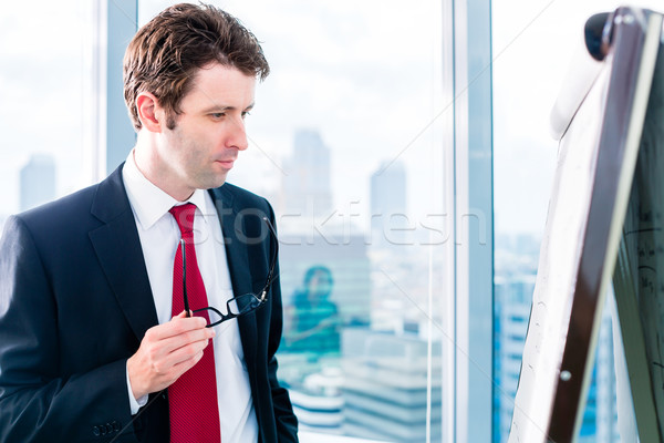 Businessman looking at flipchart in office Stock photo © Kzenon