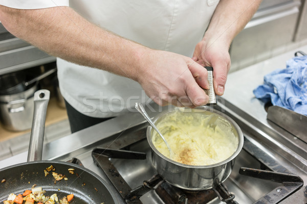 Koch Küche Muskatnuss Kartoffeln Kochen Ofen Stock foto © Kzenon