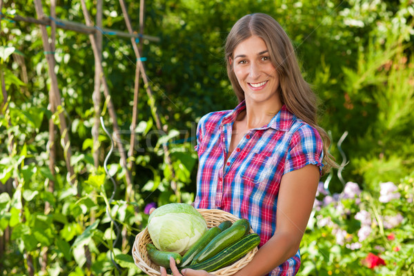 Gardening in summer - woman with vegetables Stock photo © Kzenon