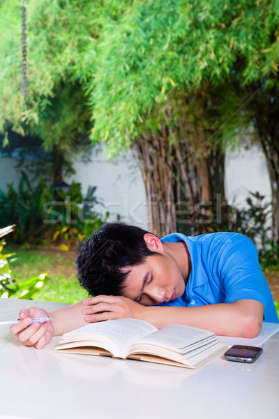 Young Chinese Boy with homework for school Stock photo © Kzenon
