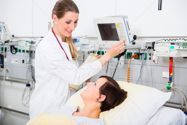 Médico intensivo cuidados médicos resultados mulher paciente Foto stock © Kzenon