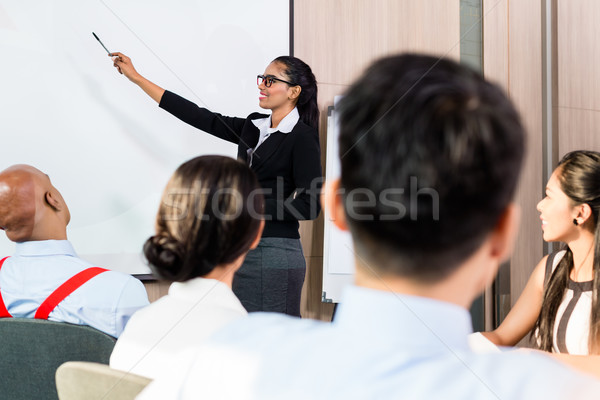 Stock photo: Indian woman at business presentation with team