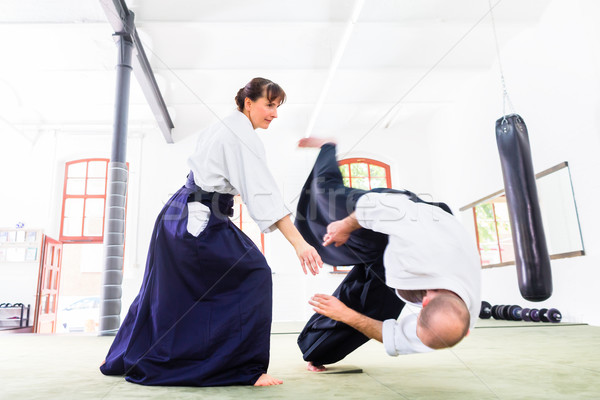 Adam kadın kavga aikido dövüş sanatları okul Stok fotoğraf © Kzenon