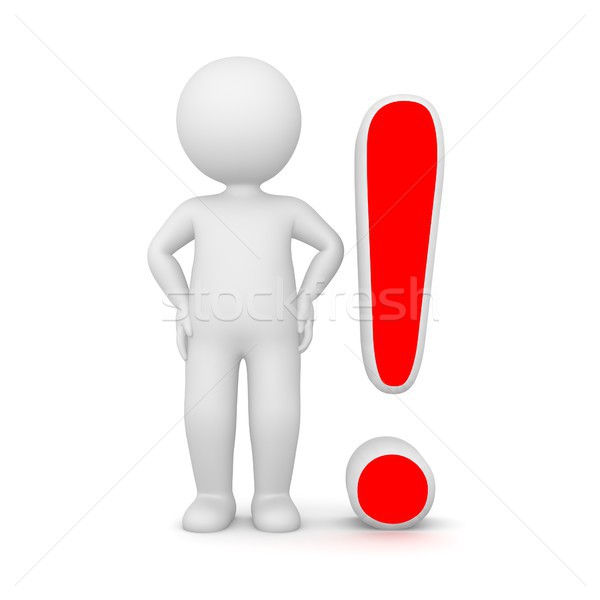 3D Rendering of a man near an exclamation mark Stock photo © Kzenon