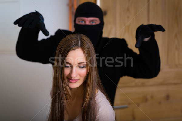 Einbruch Verbrecher Opfer Sicherheit Einbrecher Wohnung Stock foto © Kzenon