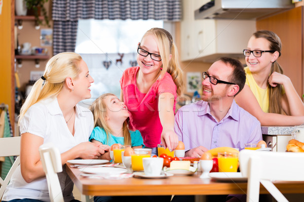 Stock foto: Familie · Joint · Frühstück · Küche · Essen · trinken