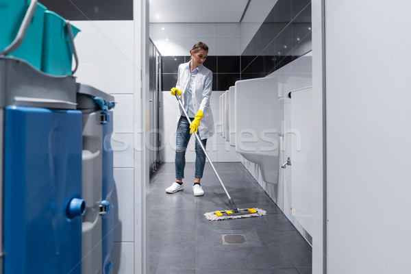 Takarítás hölgy padló toalett wc nő Stock fotó © Kzenon