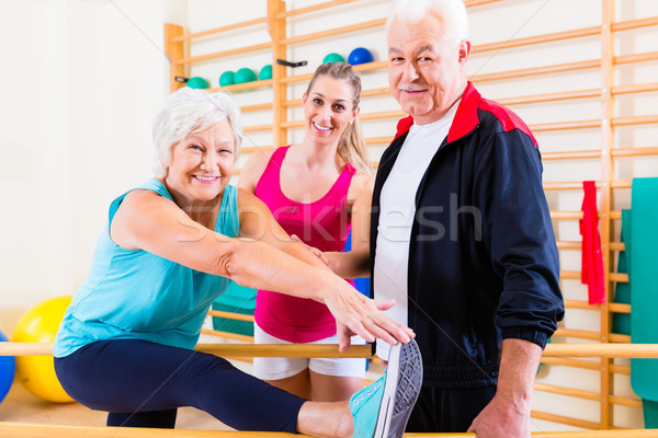 Senior afkickkliniek fysiotherapie rehabilitatie vrouw man Stockfoto © Kzenon