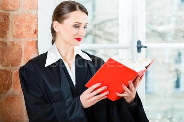 Lawyer in office reading law book Stock photo © Kzenon