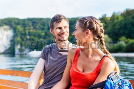 Couple on boat at Weltenburg monastery Stock photo © Kzenon