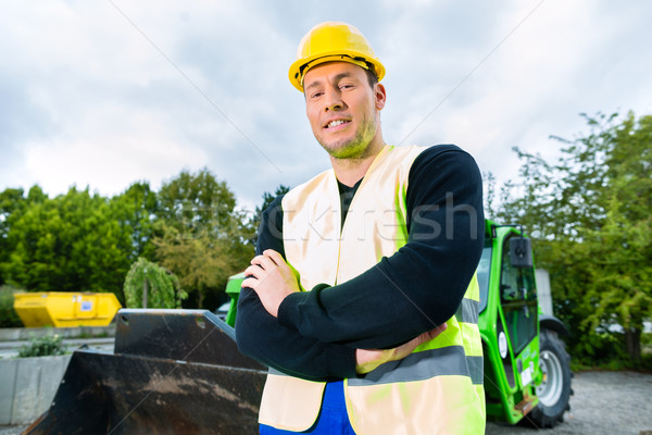 Foto stock: Construtor · construção · maquinaria · motorista · em · pé