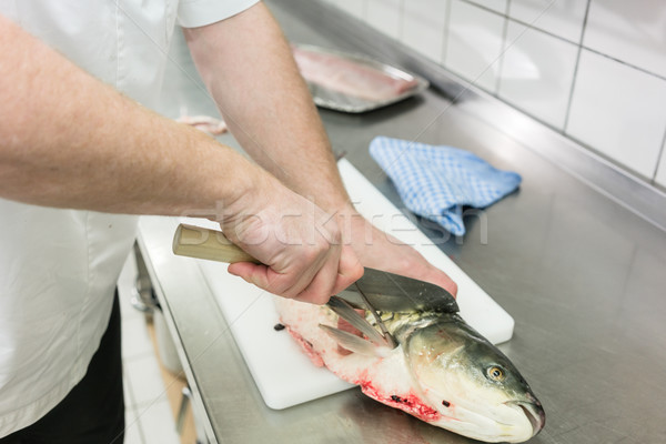повар ресторан кухне карп рыбы Сток-фото © Kzenon