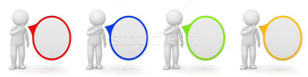 Stockfoto: 3D · man · tekstballon · witte · spreker