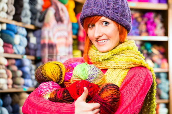 Young women in knitting shop Stock photo © Kzenon
