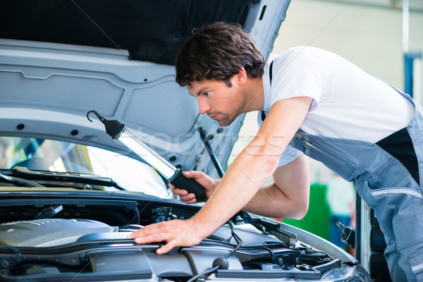 Auto mechanic working in car service workshop Stock photo © Kzenon