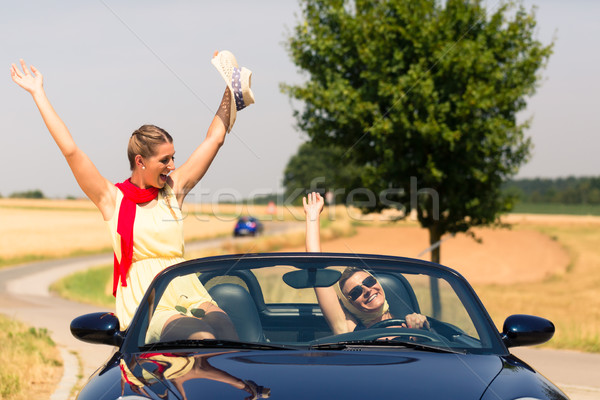 friends having summer joyride in convertible car  Stock photo © Kzenon