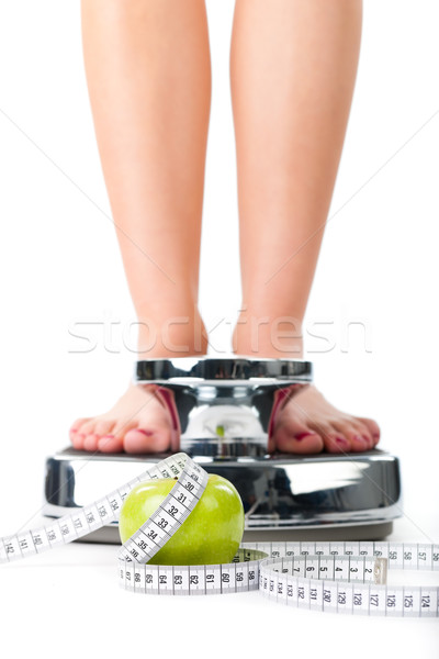 Young woman standing on a scale Stock photo © Kzenon