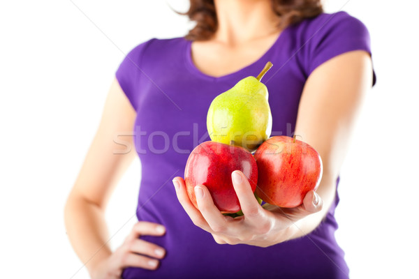 Gesunde Ernährung Frau Äpfel Birne Fitness Schönheit Stock foto © Kzenon