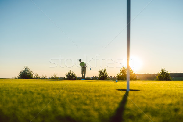 Sziluett férfi játékos hosszú lövés teljes alakos Stock fotó © Kzenon