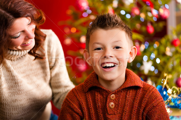 Christmas - Mother and son on Xmas Eve Stock photo © Kzenon