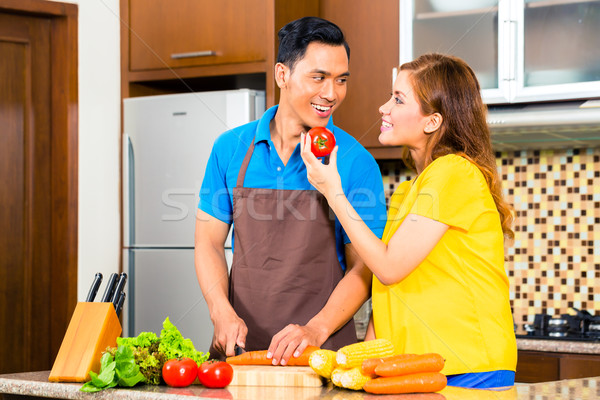 Asian couple domestique cuisine cuisson [[stock_photo]] © Kzenon