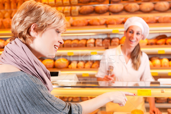 Salesperson with female customer in bakery Stock photo © Kzenon