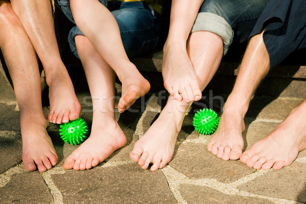 Stock foto: Gesunden · Fuß · Gymnastik · Männer · Frauen · unterschiedlich