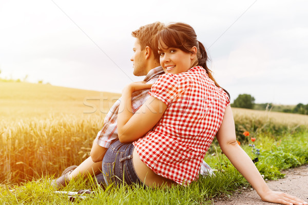 Stock photo: Young sportive couple hiking outside