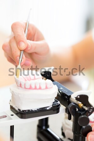 牙科 技術員 女子 工作的 牙科醫生 實驗室 商業照片 © Kzenon