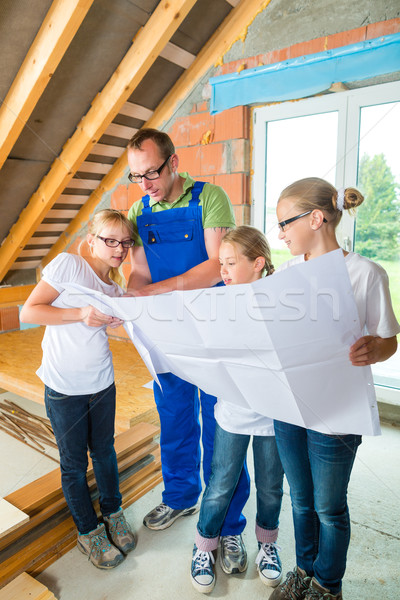 Familiy viewing home contruction site Stock photo © Kzenon