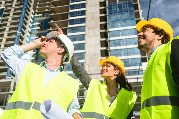 Stock foto: Team · Baustelle · Zivil- · Ingenieure · Gebäude · Bau