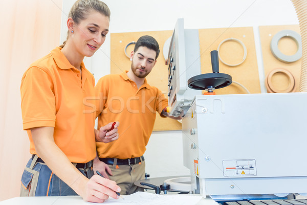 Zespołu programowanie maszyny warsztaty wraz kobieta Zdjęcia stock © Kzenon