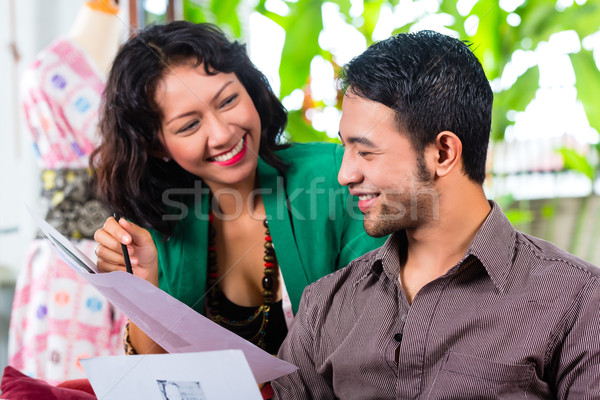 Fashion designer working at home Stock photo © Kzenon