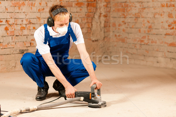 Sanding The Cement Floor Stock Photo C Arne Trautmann Kzenon