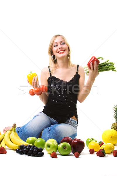 Stock photo: healthy nutrition - woman with vegetables