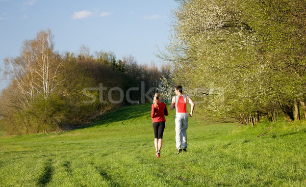 Stock photo: Couple Jogging for sport outdoors 