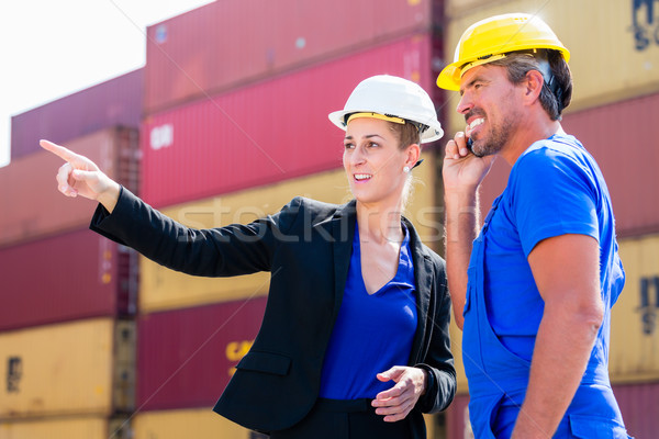 Freight shipping at container terminal of port Stock photo © Kzenon